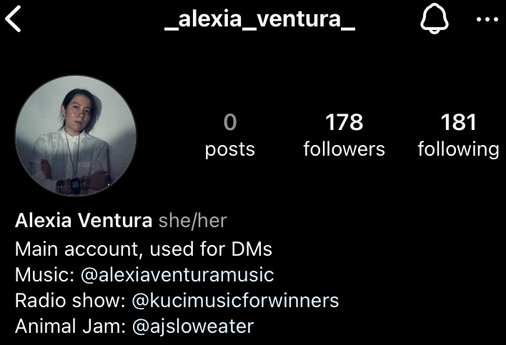 screenshot of Alexia Ventura's Instagram profile
